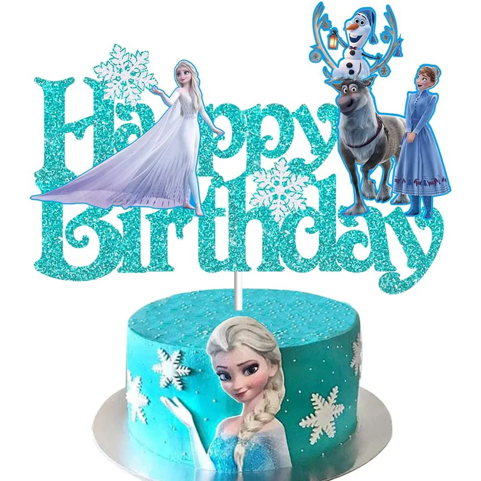 Frozen Sleeping Princess Happy Birthday Cake Topper Grovigliato Rapunzel Cake Decoration For Girls Baby Shower Winter Party Supplies