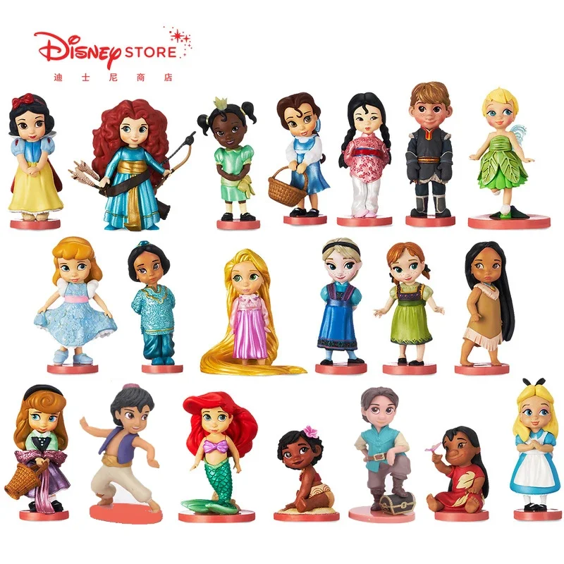 20Pcs Disney Princess Action Figures Toys Rapunzel Snow Cenerentola White Snow Fairy Rapunzel Dolls Decoration Girl Birthday Gift