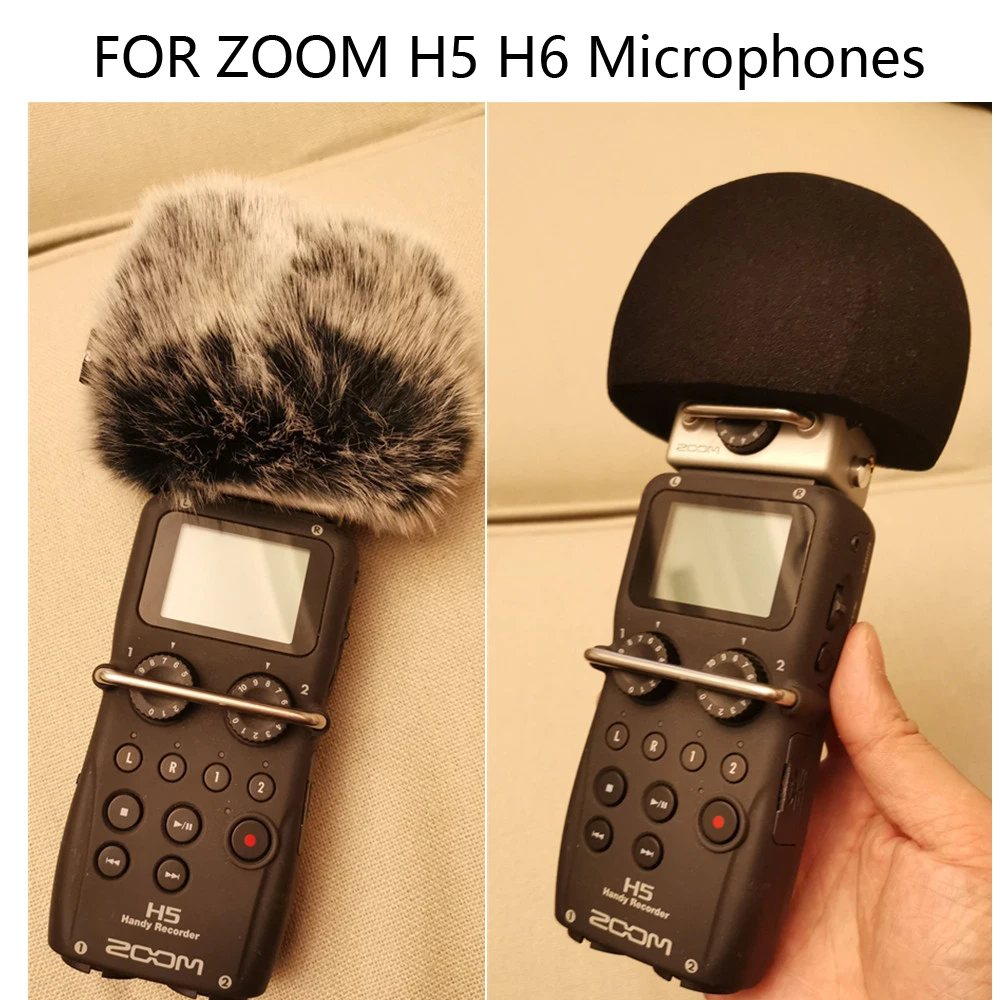 Per Zoom H5 H6 Microfoni Voice Interview Recording Pen Outdoor Wind Cover Shield Furry Dead Cat Parabrezza Sponge