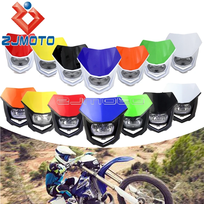 Motocross Universal Headlight Dual Sport Head Lamp Light Per Yamaha Kawasaki Honda Wr250 Wr 125 450 Crf Xr Ttr Klx Kx 250 300