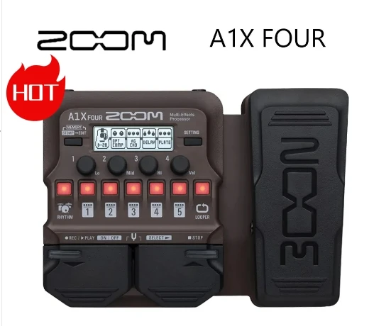 Zoom A1X Quattro Strumenti Acustici Pedale Processore Multi-Effetti Per Chitarra Acustica, Sassofono, Tromba Integrata 90 Effetti