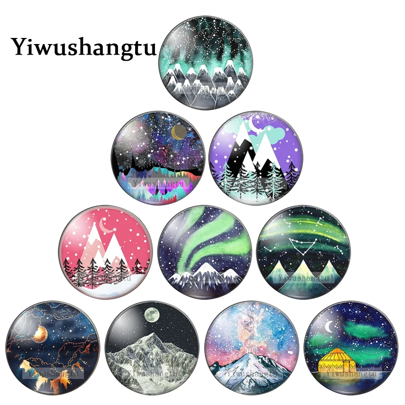 Fashion Mountain Moon Landscape Art Paintings 12Mm/18Mm/20Mm/25Mm Round Photo Glass Cabochon Demo Flat Back Making Risultati