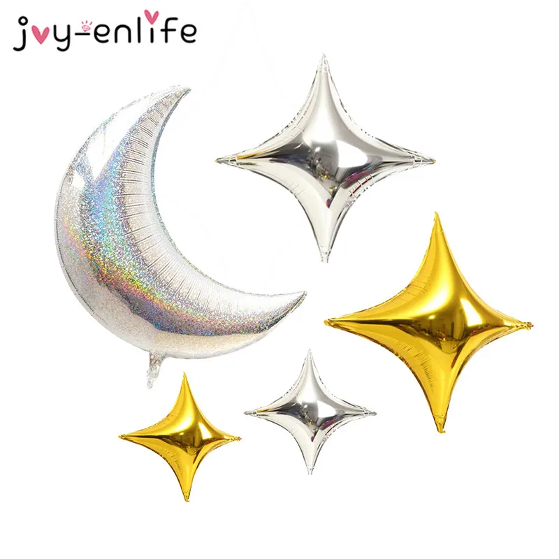 Joy-Enlife Palloncini Festa Di Compleanno Grande Luna Star Palloncini Foglio Di Alluminio Di Aria Palloncini Baby Shower Compleanno Della Decorazione 