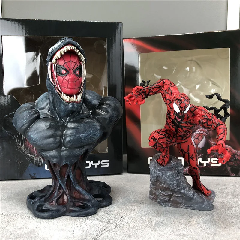 Marvel Anime Venom Spiderman Busto Fusion Monster Collection Figura Strage Statuette Bambole Ornamenti Per Auto Modello Giocattoli Per Bambini Regali
