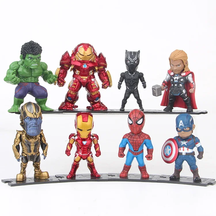 Hot Toys Marvel 8 Pz/Set Marvel Avengers Ironman Hulkbuster Spiderman Captain American Hulk Black Panther Figure Model Toys