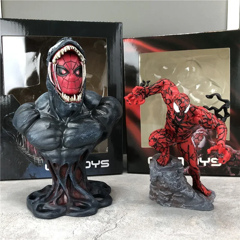 12-16Cm Anime Marvel Venom Spiderman Busto Fusion Monster Collection Figura Strage Statuette Bambole Ornamenti Per Auto Modello Giocattolo Regalo