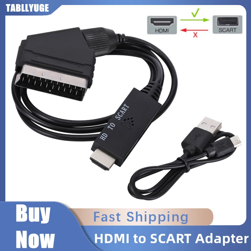 Ingresso Compatibile Con Hdmi Hd 1080P A Scart Uscita Video Adattatore Convertitore Audio Compatibile Per Cavi Videoregistratore Crt Tv Vhs