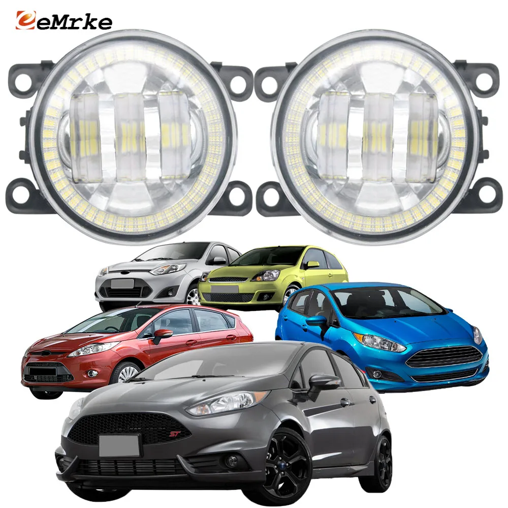 2X Gruppo Fendinebbia Per Ford Fiesta Vi Vii Fiesta St 2008-2017 Led Angel Eyes Halo Drl Apertura Fari Auto Accessori