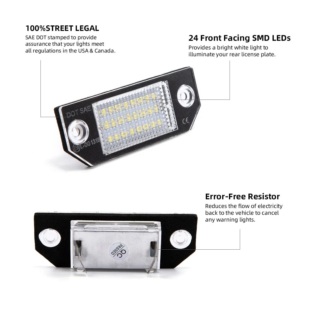 2X Led Numero Luce Targa Lampade Illuminazione Aggiornamento Per Ford Focus 2 St 225 C Max 2003 2004 2005 2006 2007