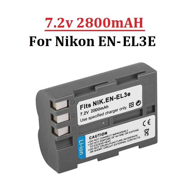 Batteria Per Fotocamera 2800Mah En-El3E En El3E Enel3E Per Batterie Nikon Enel3E En El3E D30 D50 D70 D90 D70S D300