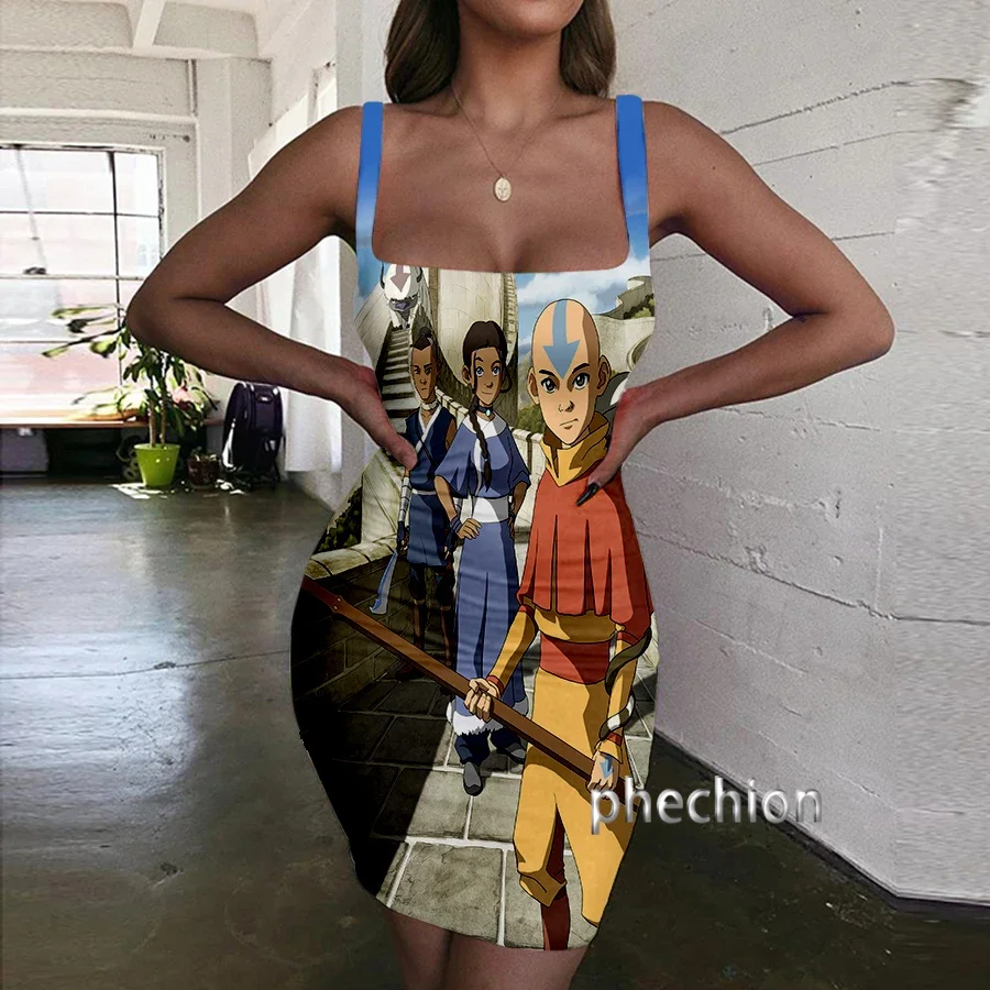 Phechion Avatar L'Ultimo Airbender 3D Print Dress Women Halter Senza Maniche Fashion Ladies Dresses Novel Sexy Womens Clothing Y23