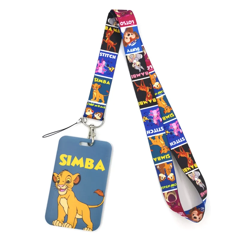 Lion King Simba Art Cartoon Anime Fashion Lanyards Bus Id Nome Work Card Holder Accessori Decorazioni Regali Per Bambini Badge Reel