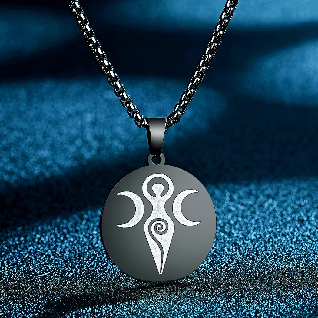 Uomini Punk Moon Triple Goddess Talismano Collana Ciondolo In Acciaio Inossidabile Pagan Wiccan Choker Witch Charms Donna Yoga Ninfa Gioielli