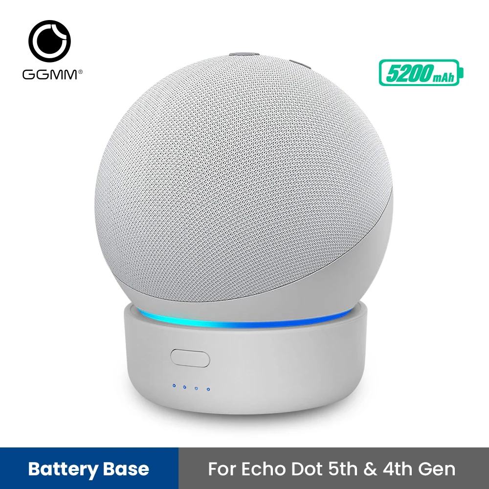 Base Batteria Ggmm D4 5200Mah Per Echo Dot 4Th & 5Th Gen Batteria Ricaricabile Portatile Per Docking Station Per Altoparlanti Amazon Alexa