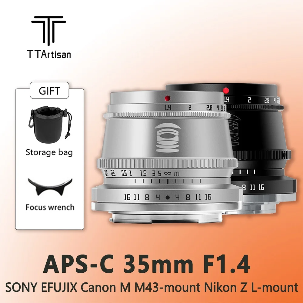 Ttartisan 35Mm F1.4 Aps-C Prime Lens Per Sony E Mount Fujifilm Xf Canon M Leica L Nikon Z Panasonic Olympus M43 Obiettivo Della Fotocamera