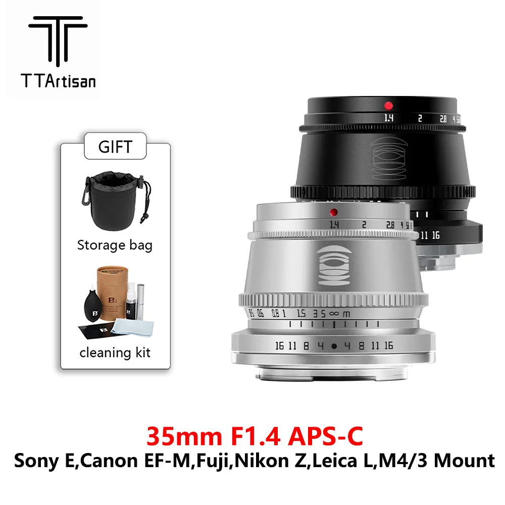 Ttartisan 35Mm F1.4 Aps-C Prime Lens Per Sony E Mount Fujifilm Xf Canon M Leica L Nikon Z Panasonic Olympus M43 Obiettivo Della Fotocamera
