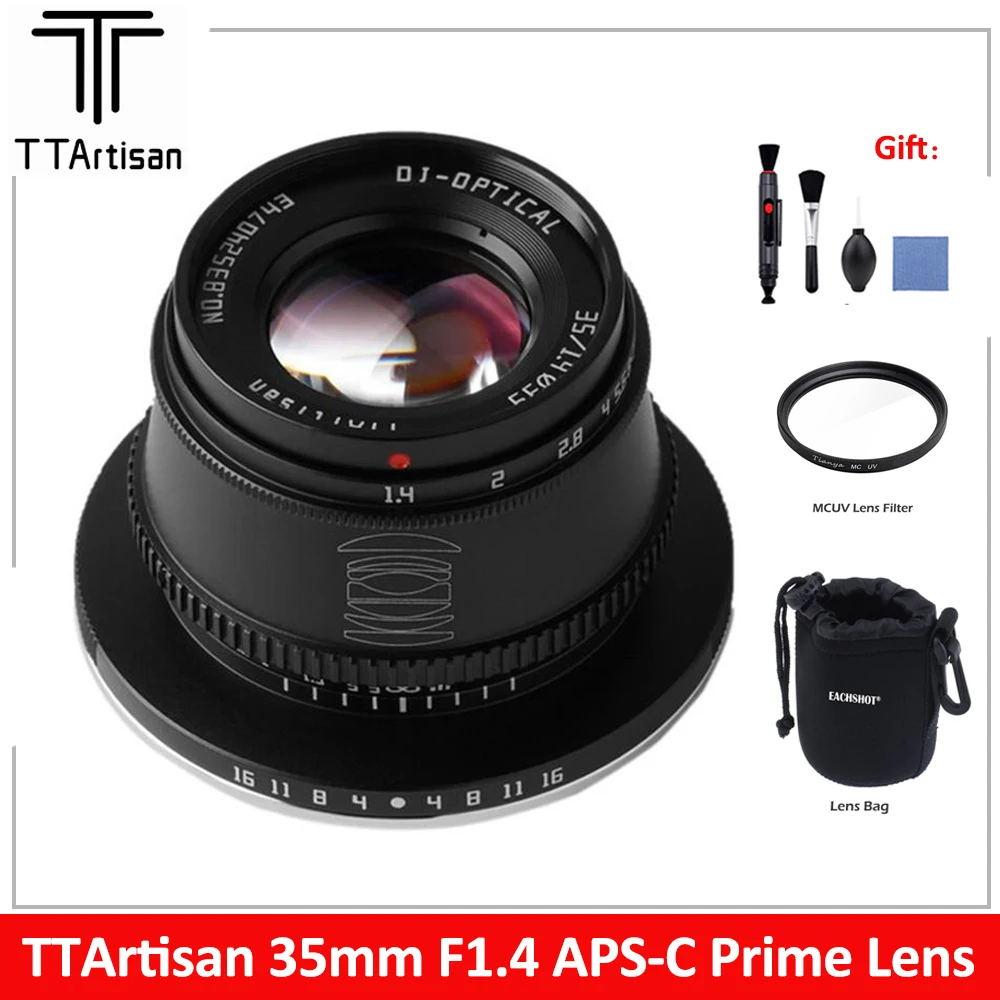 Ttartisan 35Mm F1.4 Aps-C Obiettivo Manuale Prime Per Sony E Mount Fujifilm Xf Canon M Leica L Nikon Z Panasonic Olympus M43 Fotocamera