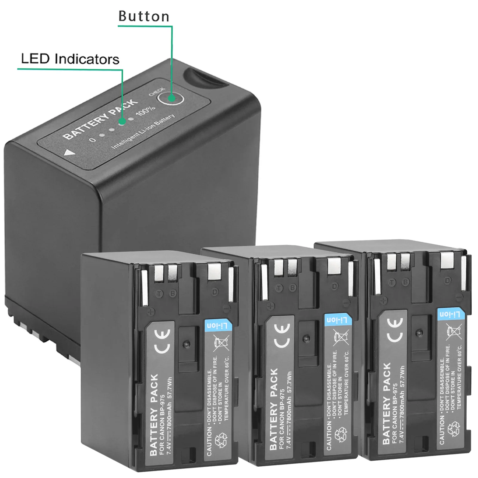 Batteria 4 Pezzi Bp-975 Bp975 Per Canon Eos C100 C300 C500 Xlh1 Xhg1 Xha1 Xl2 Xm2 Es420V Es75 Es8200V Visiura Xf205 Xf300