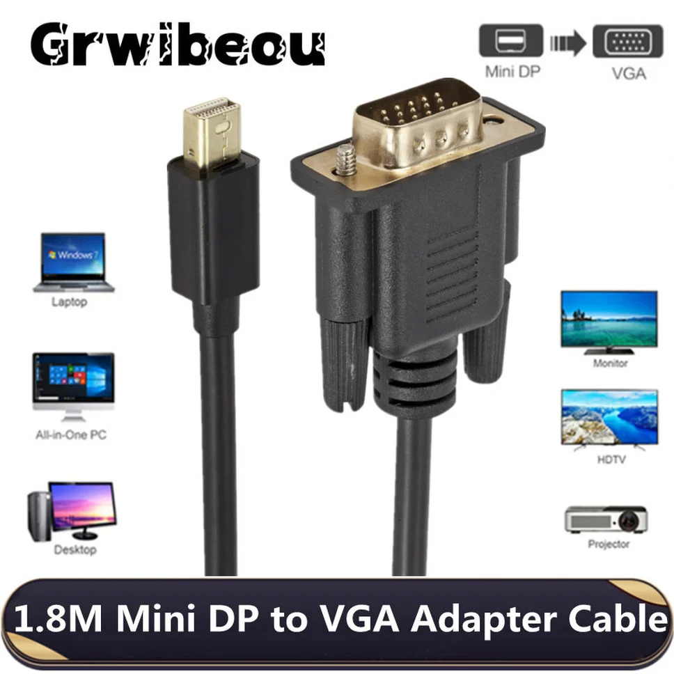 Adattatore Da Mini Dp A Vga 1080P Mini Thunderbolt Mini Displayport Display Port Cavo Da Mini Dp A Vga Per Pc Macbook Air Pro Imac