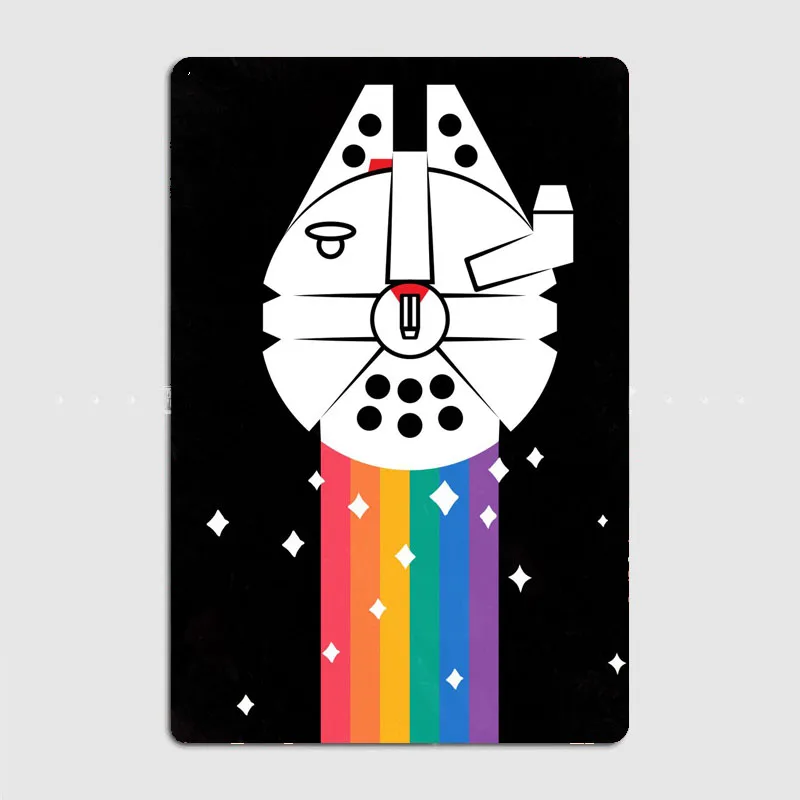 Rainbow Millenium Falcon Metal Sign Club Bar Piatti Wall Murale Design Tin Sign Potercustom-Made