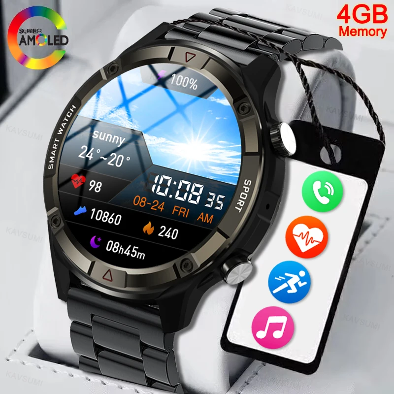 2024 Nuovi Uomini Smart Watch Mostrano Sempre L'Ora Bluetooth Call Sport Music 4Gb Memory Card Smartwatch Per Orologio Da Uomo Android Ios