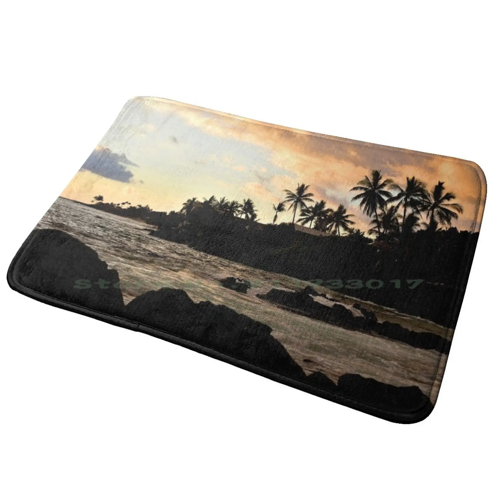 Sunset Under Palm On Big Island , Hawaii Tappetino Per Porta D'Ingresso Tappeto Da Bagno Tappeto Kiss Fan Art Kiss Band Kiss Music Destroyer Rainbow