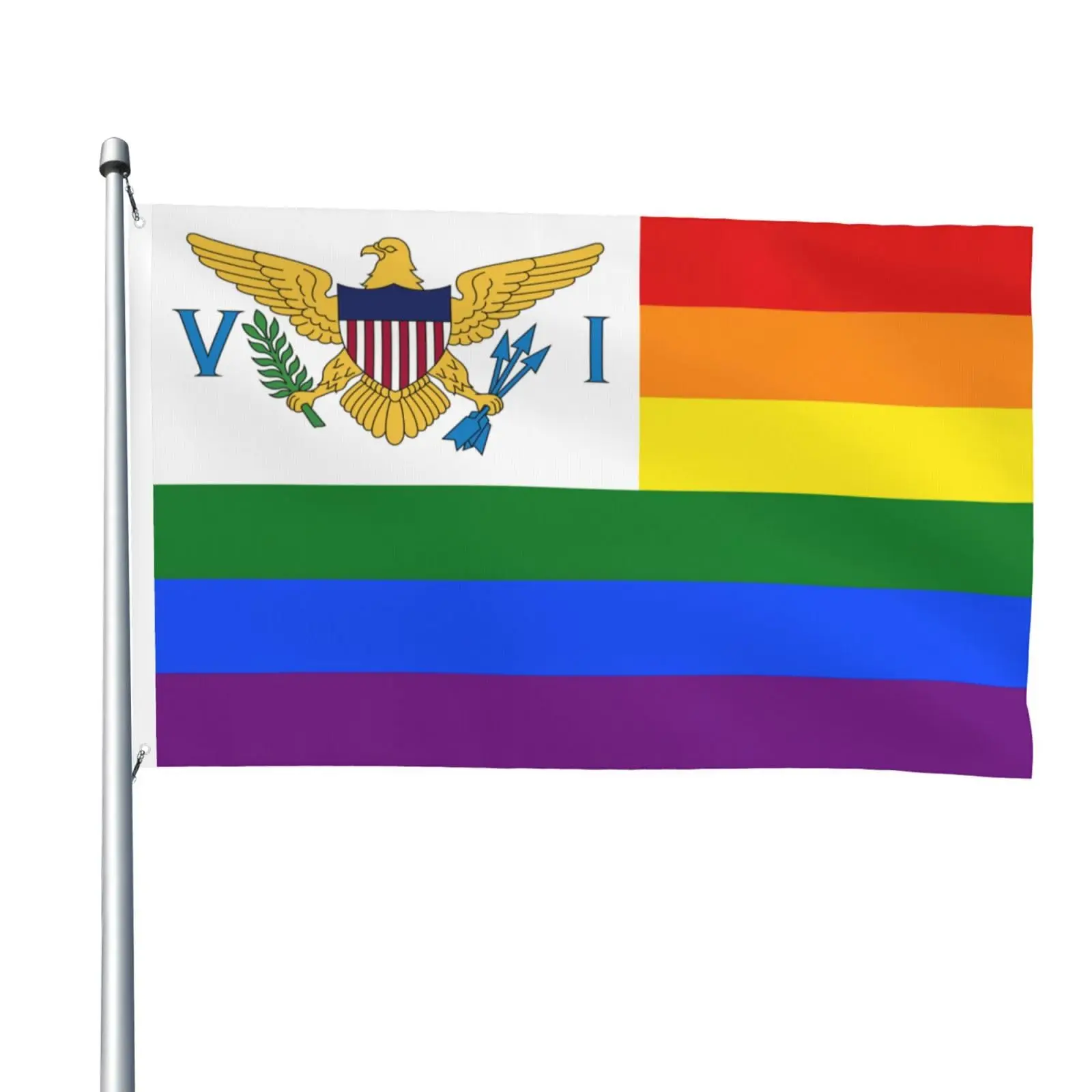 Flagnshow 100% Poliestere Pride Rainbow Lgbt Flag Of The United States Virgin Islands Flag