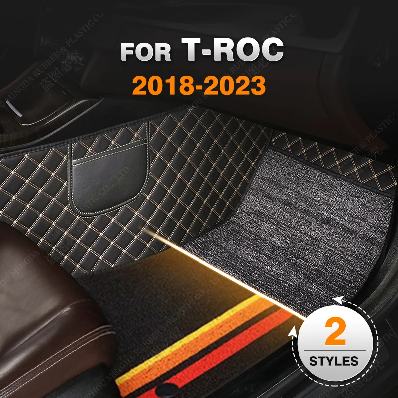 Tappetini Auto Personalizzati A Doppio Strato Per Vw Volkswagen T-Roc 2018 -2023 19 20 21 22 Piedi Accessori Interni Tappeto
