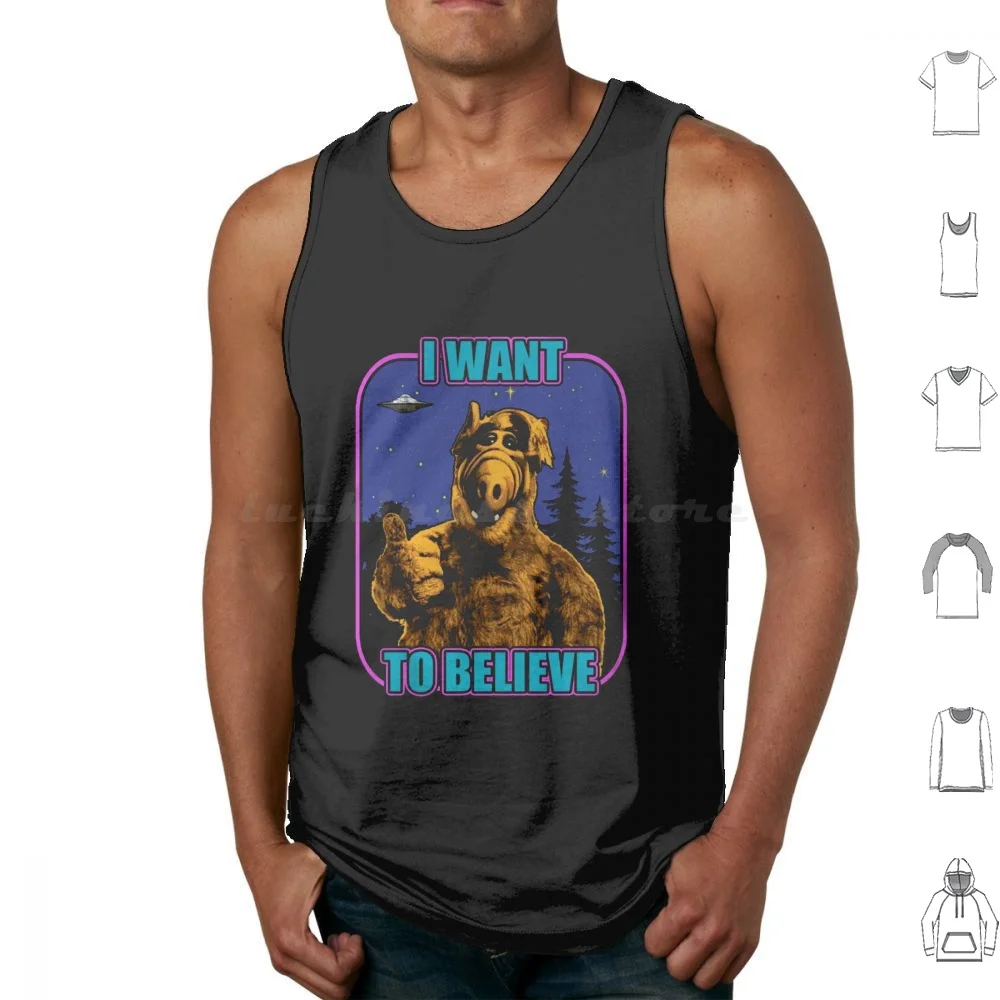 I Want Believe Alf Poster Canotte Stampa Cotton Alf Tv Series American Sitcom Middle Class Life Form