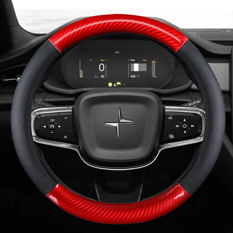 For Polestar 1 2 Non Slip Steering Wheel Cover Leather Car Handle Cover No Hand Sewing