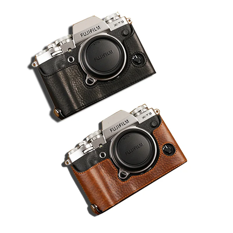 Aydgcam Genuino Di Marca Di Cuoio Della Macchina Fotografica Sacchetto Della Macchina Fotografica Cassa Mezza Tuta Per Fujifilm Xt3 Xt3 Fuji X-T3 Fatt
