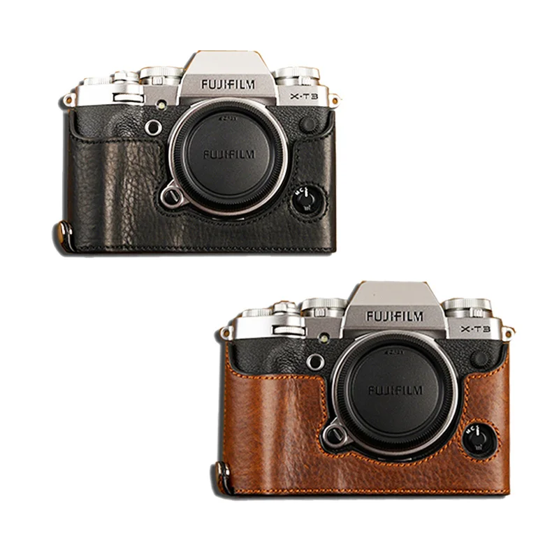 Aydgcam Genuino Cuoio Della Macchina Fotografica Caso Di Mezza Tuta Sacchetto Per Fujifilm Xt3 Xt3 Fuji X-T3 Fatti A Mano Sacchetto Della Macchina Fot