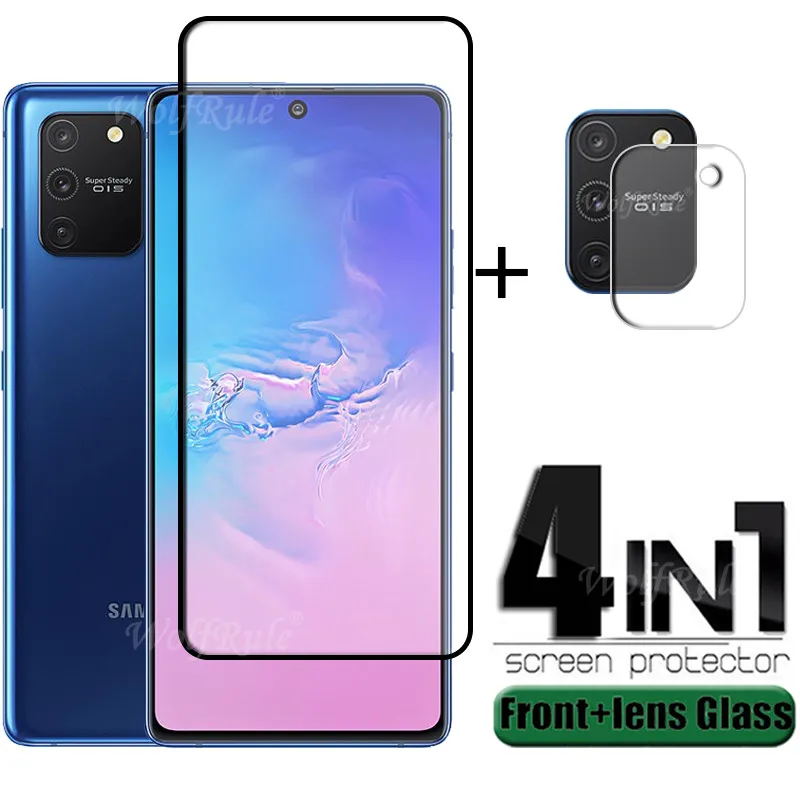 4 In 1 Per Samsung Galaxy S10 Lite Vetro Per Samsung S10 Lite Vetro Temperato Full Cover Pellicola Hd Per Samsung S10 Lite Vetro Dell'Obiettivo