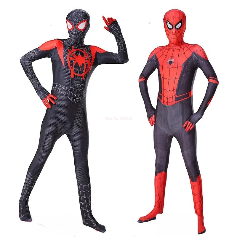 New Movie Spider Man No Way Home Cosplay Abbigliamento Black Gold Spiderman Web Shooter Battle Suit Collant Elasticizzati Per Bambino Adulto