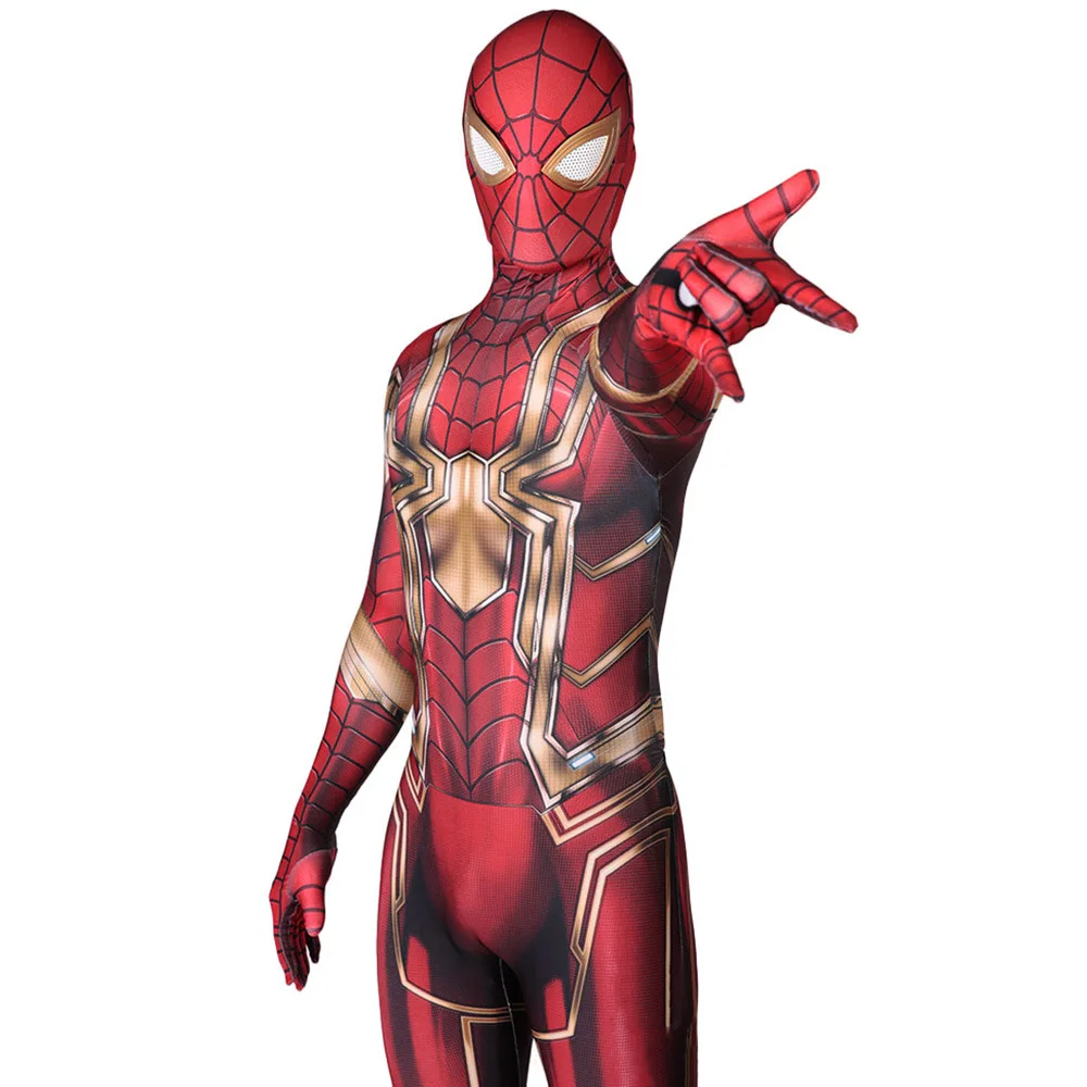 Gold Iron Spiderman Cosplay Home Coming Spider Boy Costume Superhero Zentai Body Costume Di Halloween Disfraces De Spidey Adult