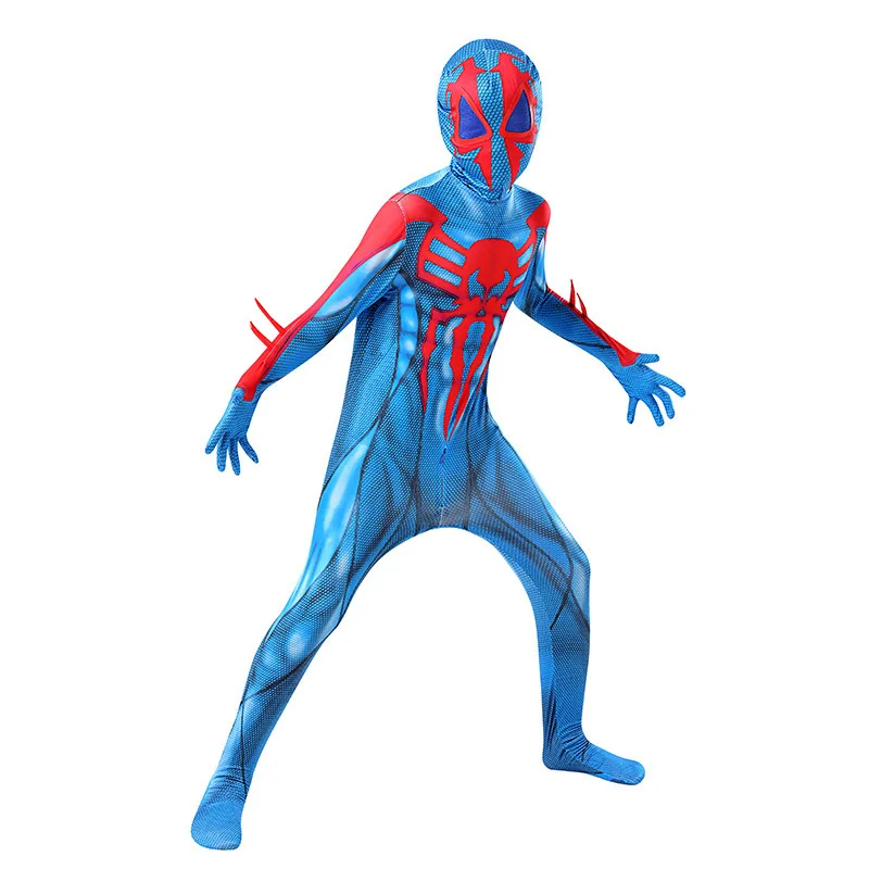 New Superhero 2099 Spiderman Kids Costume Cosplay Body 3D Style Halloween Party Suits Maschera Attaccata