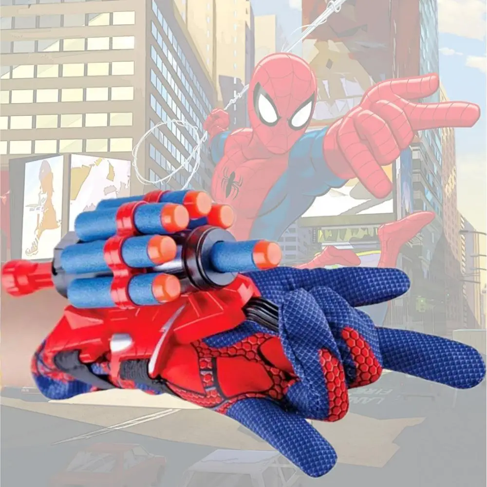 Marvel Superhero Cosplay Launcher Glove Boys Spiderman Web Shooters Braccialetto Recuperabile Bambini Halloween Prop Bambini Regalo Per Bambini