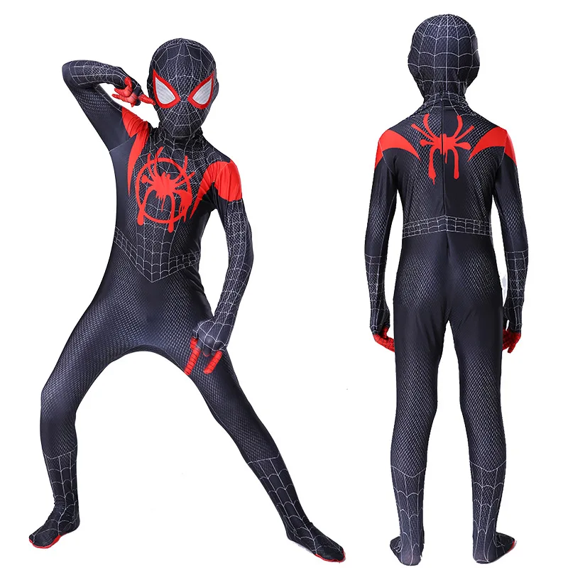 New Movie Spider Man No Way Home Cosplay Abbigliamento Black Gold Spiderman Web Shooter Battle Suit Collant Elasticizzati Per Bambino Adulto