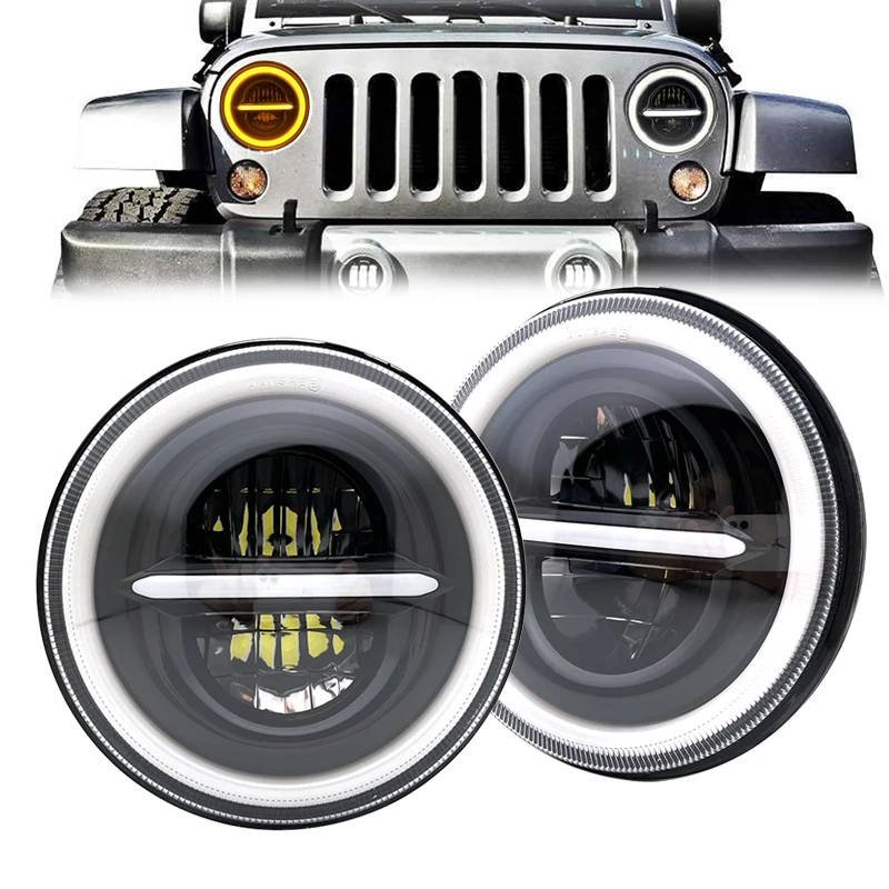 2 Pcs 7 Pollici Halo Led Headlight Drl Angel Hi/Low Beam Light Per Bmw Lada Niva Jeep Wrangler Off Road Per Land Rover Defender.