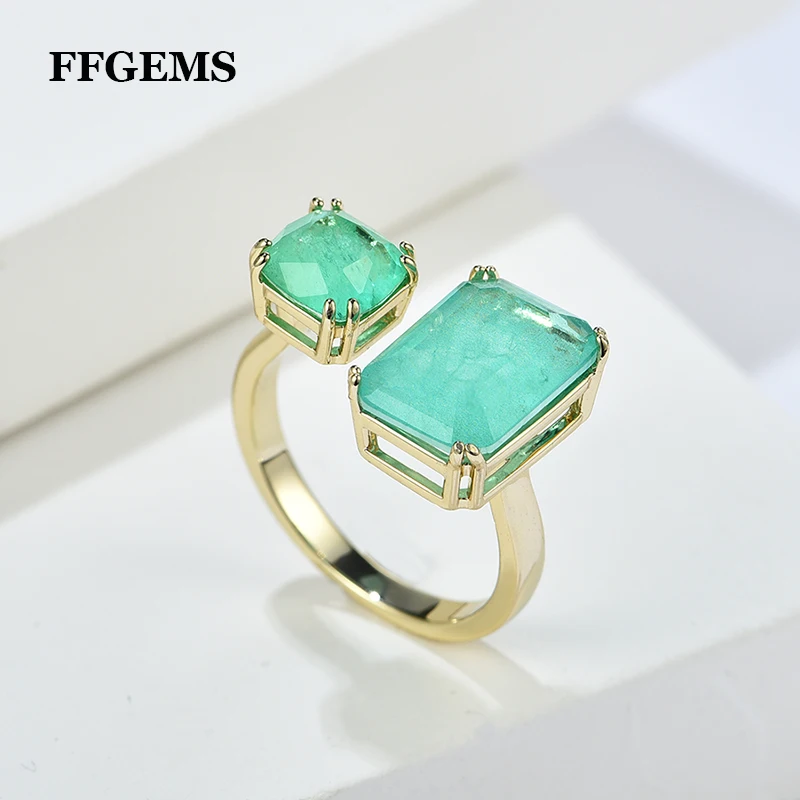 Paraiba Blue Tourmaline Gemstone Creato Emerald Fine Jewelry Anelli Carini Per Le Donne Ragazze Fidanzamento Festa Di Nozze Regalo Con Scatola
