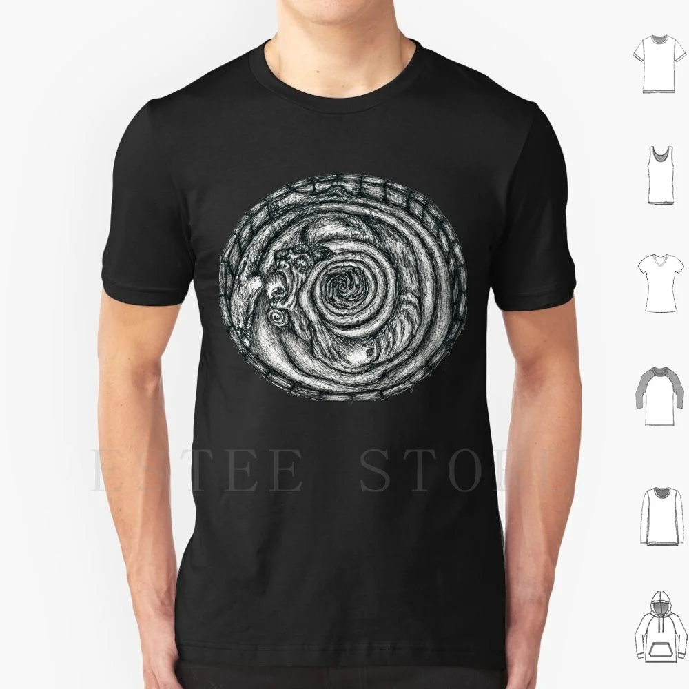 Uzumaki Spirale Uomo T Shirt Uomo Cotone 6Xl Psichedelico Horror Manga Uzumaki Spirale Uomo Papà Spirale Vertigo Junji Ito Nero E