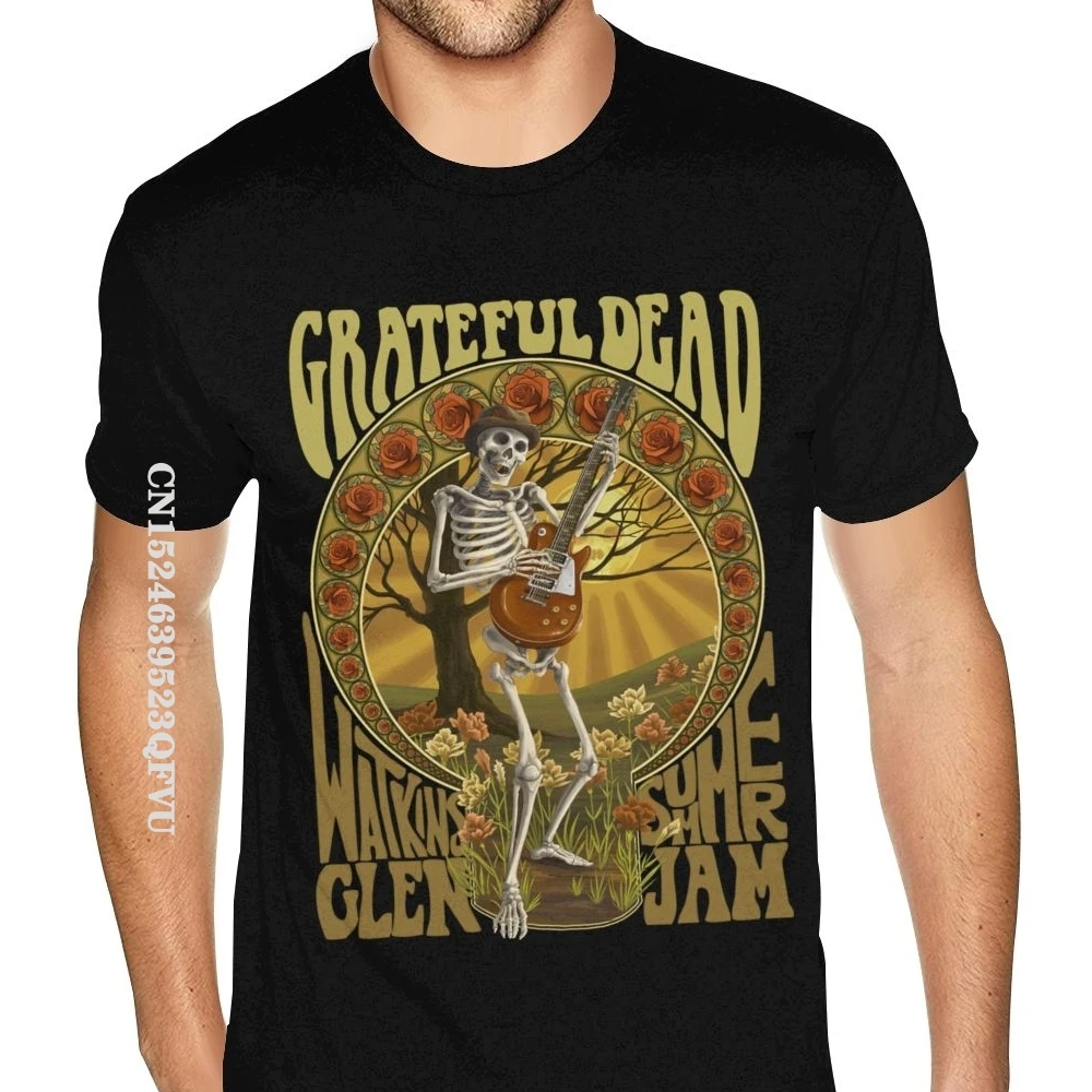 1980S The Grateful Dead Rock & Amp; Roll Band T Shirt Stampa Magliette Per Camicie Nere Boyfriend