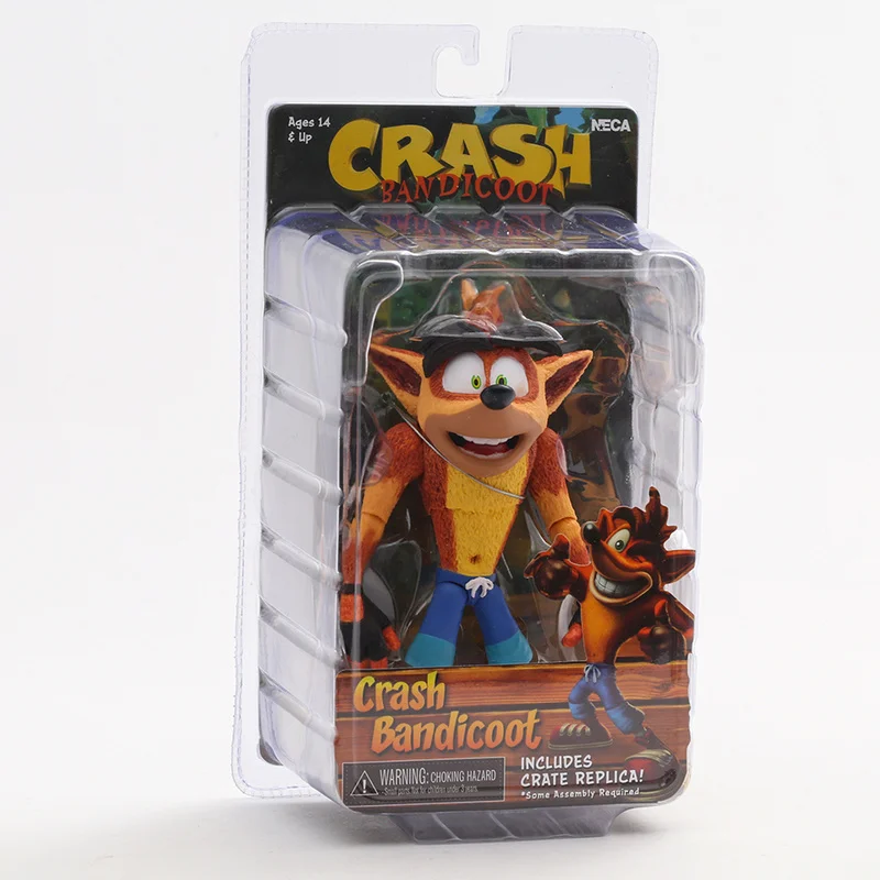 Neca Crash Bandicoot Con Cassa Replica Action Figure 12Cm Collezione Modello Bambola Giocattolo