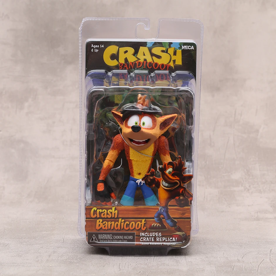 Neca Crash Bandicoot Con Cassa Replica Action Figure Modello Giocattolo Regalo Per La Raccolta