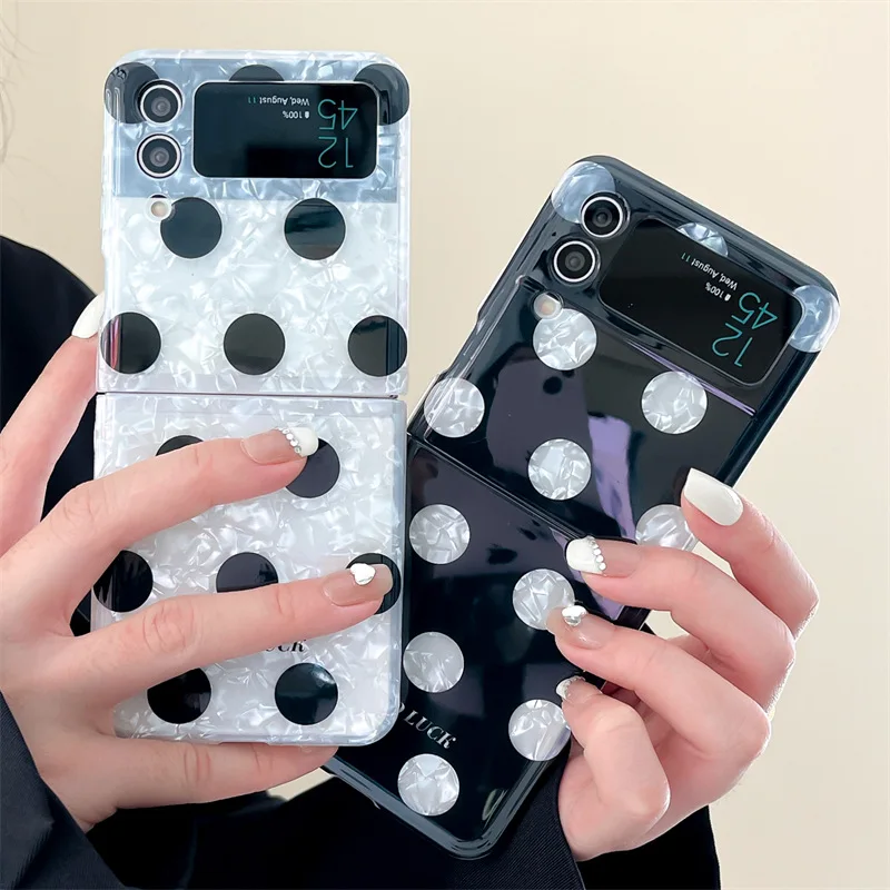 Custodia Per Telefono A Pois Con Motivo A Conchiglia Colorata Classica Per Samsung Galaxy Zflip 4 3 Custodia Rigida Per Staffa A Conchiglia Zflip5 Zfl