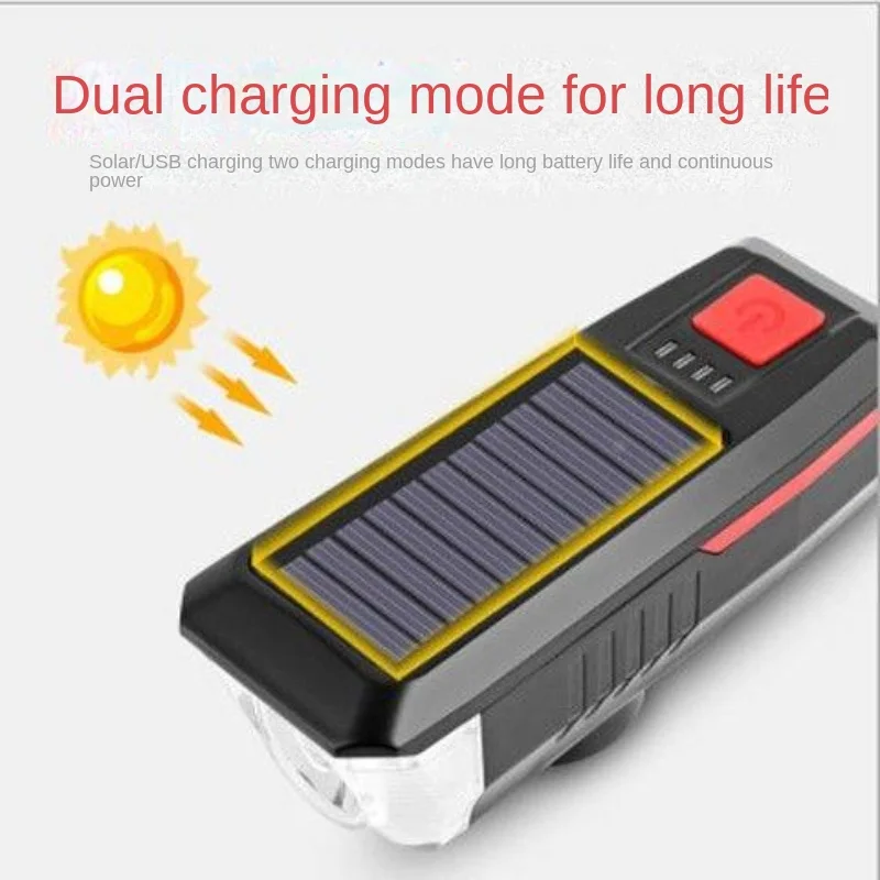 Veo Car Solar Headlight Night Riding Power Torch Horn Light Ricarica Bicicletta Da Ciclismo