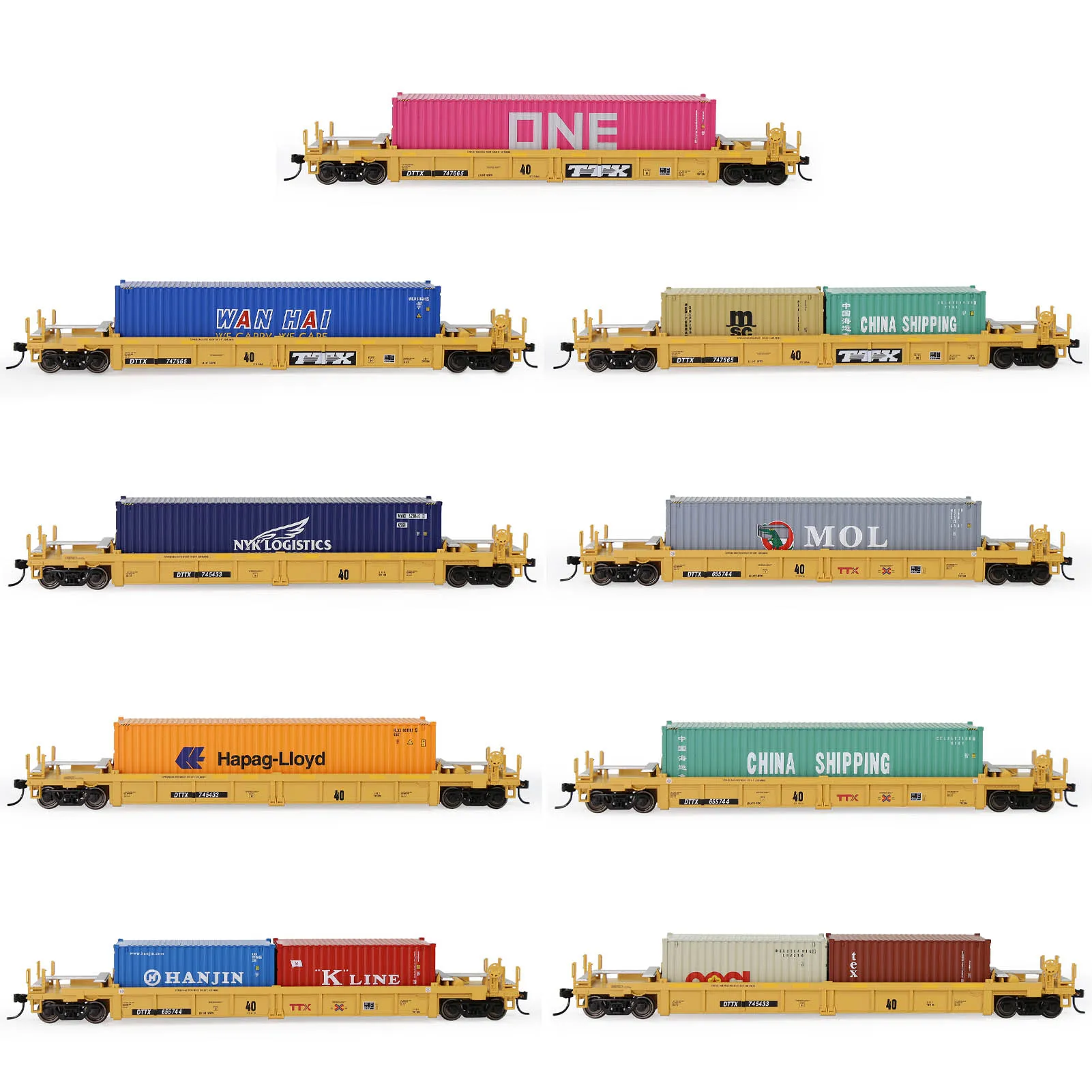 Evemodel Model Railway Ho Scale 1:87 40Ft Well Car Con Container 20 '40' Spedizione Cargo Box Lot C8749
