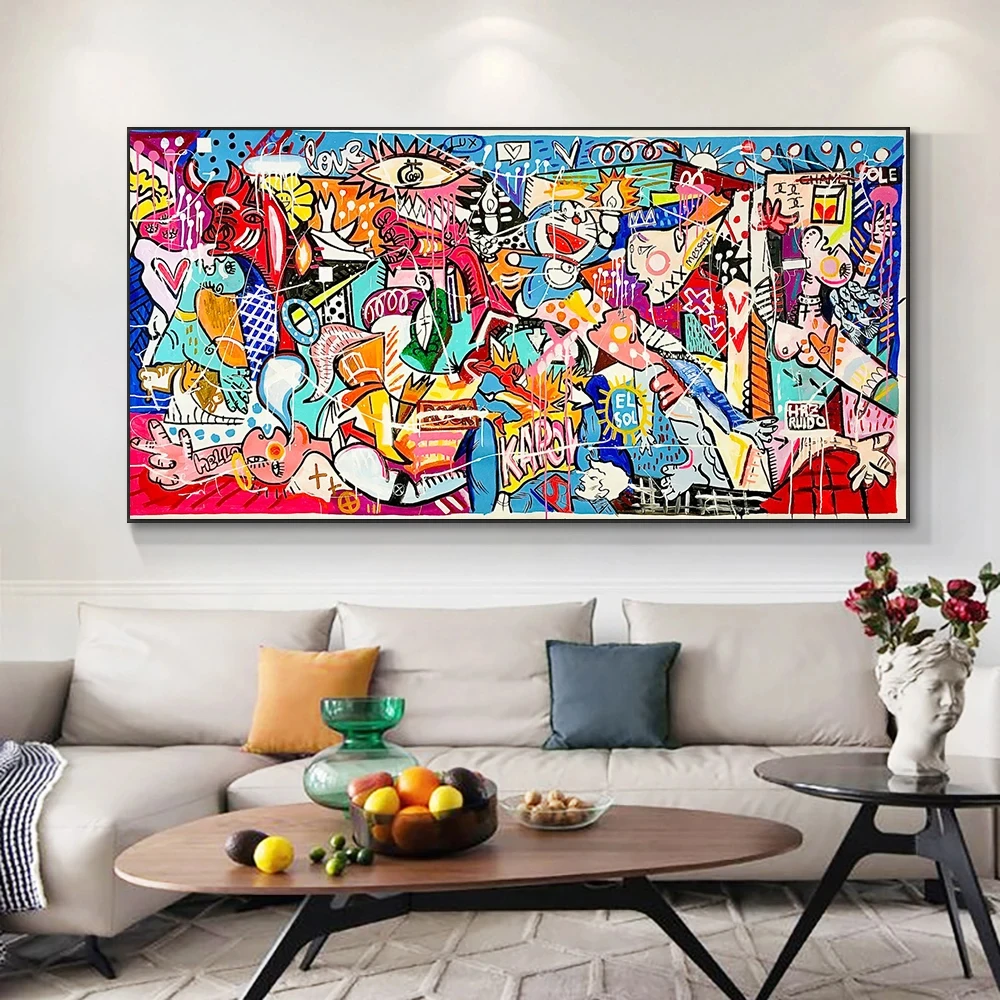 Modern Picasso Art Graffiti Printmaking Famoso Dipinto Guernica Cartoon Canvas Poster Soggiorno Decorazione Della Casa Immagini A Parete