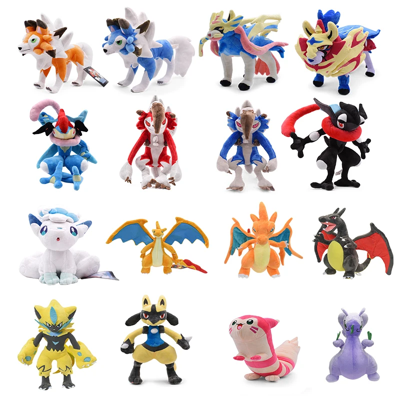 Pokemon Charizard X. Y Alolan Vulpix Lucario Zeraora Gyarados Solgaleo Latias Lunala Zacian Furret Cubone Goodra Peluche