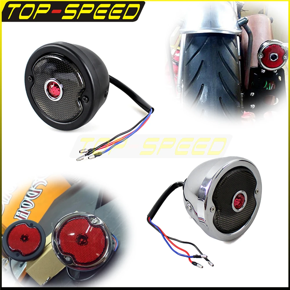 Retro Moto Custom Led Fanale Posteriore Fanale Posteriore Lente Rossa Luce Targa Per Harley Low Rider St Fat Bob Cafe Racer 12V